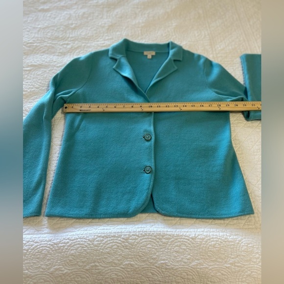 Talbots “Robins Egg Blue” Sweater Cardigan with Collar. Size Medium Peti… - Picture 4 of 6